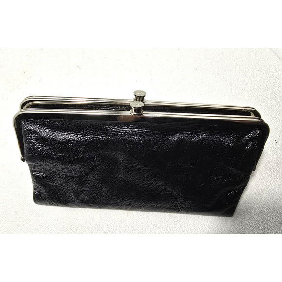 Hobo International Lauren Leather Clutch Wallet Double Frame Black 8.5" x 5" - Picture 1 of 10